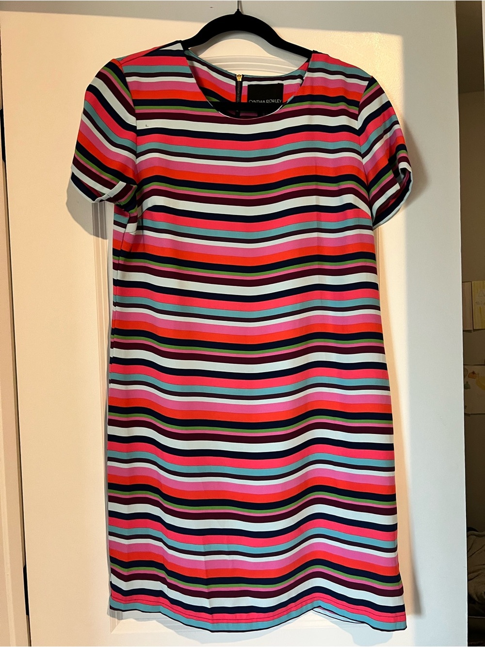 Cynthia Rowley Pink Multi Striped Short Sleeve Shift Dress